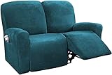 Stretch-Samt-Recliner-Abdeckung mit Seitentasche 6-teiliger elektrischer Recliner-Abdeckung, Ultra weiche rutschfeste Sesselabdeckungen for Kinder Haustiere (Color : Blue a, Size : 6-Piece)