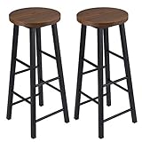 WOLTU BH130dc-2 2X Barhocker Bistrohocker Tresenhocker Barstuhl, Gestell aus stabilem Stahl, Stizfläche aus MDF, Dunkelbuche