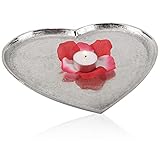 com-four® Deko-Teller aus Metall - stilvolle Deko-Schale in Herz-Form - Raumdekoration aus Metall (27cm)