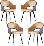 LQ Küche Küche Esszimmerstuhl Moderner Sessel 4er Set Leder Hohe Rückenlehne Weicher Sitz Wohnzimmer Schlafzimmer Wohnung Esszimmerstuhl (Farbe: Orange Grau)