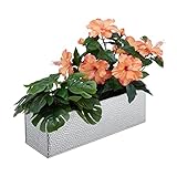 Relaxdays Blumenkasten für innen, Blumentöpfe & Kräuter, rechteckig, Metall, HBT: 13,5x40x12,5 cm, Blumenkiste, Silber