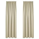 Deconovo Vorhänge Blickdichte Gardine mit Kräuselband Kinderzimmer Gardine Warm Winter, 240x140cm(HöhexBreite), Beige, 2er Set