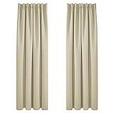 Deconovo Vorhang Verdunkelungsvorhang Kräuselband Gardinen Wohnzimmer Blickidcht Winter, 245x140cm(HöhexBreite), Beige, 2er Set