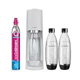 SodaStream Wassersprudler TERRA Promopack mit CO2-Zylinder und 3x 1L spülmaschinenfeste Kunststoff-Flasche, Weiß, 1100447490, Höhe 44cm