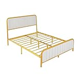 LIFEZEAL Bett aus Massivholz, Bettgestell mit Lattenrost & Kopfteil, Moderner Metallbett 200 x 140cm, Doppelbett für Schlafzimmer, Gästezimmer, Bettrahmen mit Bettrückwand