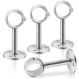 TOKPLNU Deckenvorhangstangenhalterungen, robuste Gardinenstangen-Haken, Edelstahl, 4 Stück, silberfarbene Vorhanghalter, Aufhänger für Wandvorhanghalterung für 3,8 cm Vorhangstangen