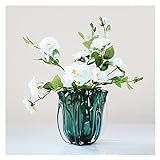 Dekorative Vase Moderne luxuriöse grün gefärbte Glasvasen-Dekoration, einfache Wohnzimmertischzimmer-Blumenarrangement, Glasvasen-weiche Dekoration Vase (Color : A, Size : S)