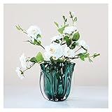 Dekorative Vase Moderne luxuriöse grün gefärbte Glasvasen-Dekoration, einfache Wohnzimmertischzimmer-Blumenarrangement, Glasvasen-weiche Dekoration Vase (Color : A, Size : S)