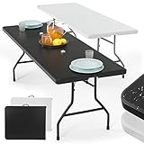 Jago® Klapptisch - 183 cm lang, für 8 Personen, Klappbar, Tragbar, Platzsparend, Outdoor/Indoor, für Garten, Camping, bis 150 kg, Weiß/Schwarz - Buffettisch, Campingtisch, Gartentisch (Weiß)
