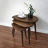 Ultimate Premium Products Massiver Nisttisch 3er Set Eiche Mid Century Pebble Tische mit konischen Beinen - Holzmöbel im Retro-Stil