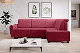 MODERNO Milo Ecksofa mit Schlaffunktion Sofa Couch L-Form mit Geformten Kissen Schlafsofa mit Bettkasten Wohnlandschaft Schlafcouch Moderne Wohnzimmermöbel Eckcouch Rechts Rot