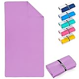Fit-Flip Strandtuch XXL – Mikrofaser Badetuch groß, Microfaser Handtücher leicht und schnelltrocknend, 100% recyceltes Mikrofaser Handtuch - Flieder 200x90cm
