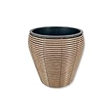 DARO DEKO Poly-Rattan Blumentopf Ø 28cm rund braun mit Einsatz schwarz Blumenkübel Übertopf Pflanz-Töpfe