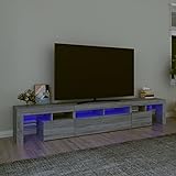 CIADAZ TV-Schrank mit LED-Leuchten, Tv Board, Tv Lowboard, Tv Tisch, Fernsehschrank, Fernsehtisch, Kommode, Sideboard Wohnzimmer, Tv Sideboard, Grau Sonoma 230x36,5x40 cm