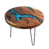 ARMOQ Minimalistische Kreative Couchtisch, Elegante Haarnadel Tisch Beine Stil Tisch Fluss Basis Wohnzimmer Kaffee Esszimmer Holz Tisch Harz Epoxy