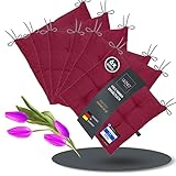 LILENO HOME 6er Set Stuhlkissen 29 Bordeaux (40x40x6 cm) - Sitzkissen für Garten, Küche oder Esszimmer - UV-beständige Indoor u. Outdoor Stuhlauflage als Stuhl-Kissen (Linda FUM)