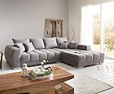 DELIFE Sofa Josea Mikrofaser Steingrau 300x220 cm Recamiere rechts Ecksofa