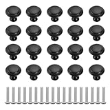 BigCheer 20 Stück Schranktürknöpfe, Matt-Schwarz Schubladenknopf, Schubladengriffe, Möbelgriff, Kommodenknöpfe Rundes Spitzes 27mm Knauf, für Schrank Schublade Küche