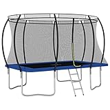 vidaXL Trampolin Set mit 2-Stufen-Leiter Regenschutz Gartentrampolin Kindertrampolin Komplettset Outdoor Rechteckig 335x244x90cm 150kg