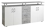 44-334-H1 Lift Korpus Beton / Türen weiß Kommode Sideboard Beistellkommode Lift ca. 180 cm breit