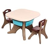 XPLKQXE Kinder Tisch Und Stühle Set, Abnehmbares Multifunktions-Kindertisch Und -Stuhl-Set Aus Kunststoff, Tisch Und Stuhl Für Kinder Aus Kunststoff, 2 Stile (Farbe : Braun)