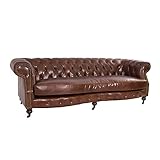 Ledersofa Castlefield Kent Sofa 3-Sitzer Vintage Cigar Chesterfield-Stil Sofa