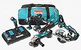 Amazon Exclusive: Makita DLX6104TX2 18V Li-Ion LXT 6-teiliges Kombi-Set, komplett mit 3 x 5,0 Ah Akkus und Ladegerät mit zwei Anschlüssen, Lieferung in einer LXT-Werkzeugtasche.