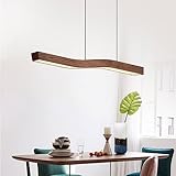 WLBHWL Lineare Pendelleuchte Aus Schmiedeeisen Mit Holzmaserung, LED-Pendelleuchte, Dimmbare Holz-Deckenpendelleuchte, Höhenverstellbare Esszimmerleuchte Für Kücheninsel, Büroleuchten