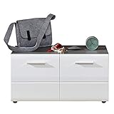 trendteam smart living Garderobe Schuhkommode Sitzbank Line, 80 x 41 x 35 cm Front: Weiß Hochglanz, Korpus: Sardegna Rauchsilber Melamin mit viel Stauraum