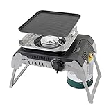 BRUNNER: Gas-Kochplatte Einflammig Outdoor Set mit Grill-Platte - Mit Piezozündung 2,4 kW - Gas-Herd mit Grill-Funktion & Automatischer Flamme - DEVIL 450 - Kompakt, Mobil & Im Koffer