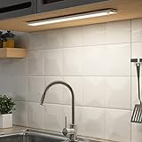 SOAIY LED dimmbare Unterbauleuchte 40CM Küche Lampe 3000mAh wiederaufladbar Schrankbeleuchtung mit Bewegungsmelder 3 Lichtwärme 2700K-6500K magnetische Lichtleiste für Küchenschrank Kleiderschrank Bad