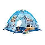 Relaxdays 10022455 Spielzelt Pirat, Kinderzelt für Jungen ab 3 Jahre, Indoor und Outdoor Piratenzelt HxBxT 90x118x115 cm, blau