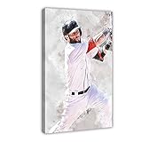 HOGOMO Baseballspieler Dustin Pedroia Poster 0 Leinwand Poster Schlafzimmer Dekor Sport Landschaft Büro Zimmer Dekor Geschenkrahmen: 50 x 75 cm