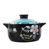Muster Keramik Runde schwarze Auflaufform/Ton-Küche u/irdene Küche u/Keramik-Kochgeschirr mit Deckel hitzebeständig (Farbe: B, Größe: 27,4 cm x 19 cm (10,7 x 7,5 Zoll)) (B 27,4 cm