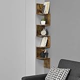 [en.casa] Eckregal 123x19,5x19,5 cm Wandregal Zick Zack Bücherregal MDF Walnuss