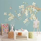 DEKii Tapete Fototapete 3D Benutzerdefinierte Tapete 3D Wandbild nordisch minimalistisch handgemalte Blumen Schmetterling Marmor Muster Schlafzimmer Hintergrund Wand