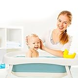 Jopassy 50L Baby Badewanne mit Anti Stütze, Faltbare babywanne mit Echtzeit-Temperaturmessung, baby wanne, Badewanneneinsatz Baby-Badewanne, Baby Badewanne für Babys 0-6 Jahre, 83x46x21cm, Grün