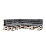 Pillows24 Palettenkissen 8-teiliges Set | Palettenauflage Polster für Europaletten | Hochwertige Palettenpolster | Palettensofa Indoor & Outdoor | Erhältlich Made in EU | Dunkelgrau
