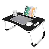 unycos - Klappbarer Laptoptisch, Betttablett, Leseständer, Computertisch, Frühstückstablett, Beistelltisch | Tisch zum Arbeiten, Lernen, Frühstücken oder Filme Schauen (Schwarz OHNE Schublade)