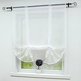 Joyswahl Raffrollo Voile Raffgardinen mit Tunnelzug Nina Bindegardine BxH 100x140cm Weiß 1er Pack