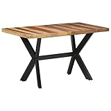 JUNZAI Esstisch, Esszimmertisch, Baumkantentisch, Dining Tables, Esszimmermöbel, Küchentisch, 140x70x75 cm Massivholz mit Palisander-Finish