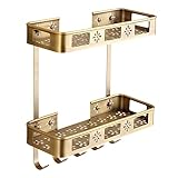 Duschregal Duschablage Bad Regal Metall-Badezimmer-Duschregal Für Aufhängen, Aufbewahrungsorganisator Mit Haken Und Körben Für Badezimmerregal Badregal Badezimmer Regal ( Color : Gold , Size : 35*14*3