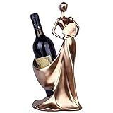 MAZAGE Statue Ornament Crafts Schönheit Weinregal Statue Ornamente Faltfächer Mädchen Weinflaschenhalter Harz Skulptur Rotweinständer Zubehör Home Bar Dekor Geschenk, Bronze Needed