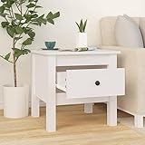 Annlera Beistelltisch 40x40x39 cm Nachttisch Kleiner Tisch Betttisch Sideboard Holz Couchtisch Klein Side Table Nachtkästchen Sofatisch Couch Tisch Nightstand Weiß