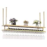 PAREKS Deckenmontiertes hängendes Eisenregal, verstellbare Höhe und Breite, Kelch-Stemware-Halter, Flaschenhalter, for Bars, Restaurants und Küchen (Size : 80cm)