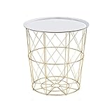 Kreativer nordischer goldener Eisen-Couchtisch schmutziger Aufbewahrungskorb Tee Obst Snack Serviceteller Tablett Bett Wohnzimmer Sofa Seite (Farbe: Einfarbig)
