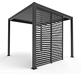 Weide Seitenwandpaneel aus Aluminium für Alu-Pavillon Weide oder Sorara Mirador, Pergola, Sichtschutz, Sonnenschutz (1,23 M, Schwarz)