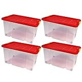 BigDean 4 Stück große Eurobox mit Deckel und Rollen Aufbewahrungsbox 60 X 40 X 32,5 cm