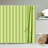 NUEV Grüner Bambuswald Duschvorhang Frühlingspflanzen Naturlandschaft Badezimmerwand Dekorativer Haken Wasserdichter Bildschirm S.8 90x180cm