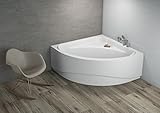 Aqualuxbad Komfortable Eck Badewanne-Acryl 140x140x580 inkl. Wannenfuß und Ablaufgarnitur, Schürze:mit Schürze